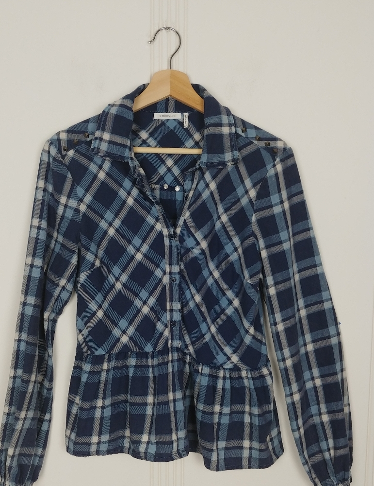 Embossed Plaid Blouse